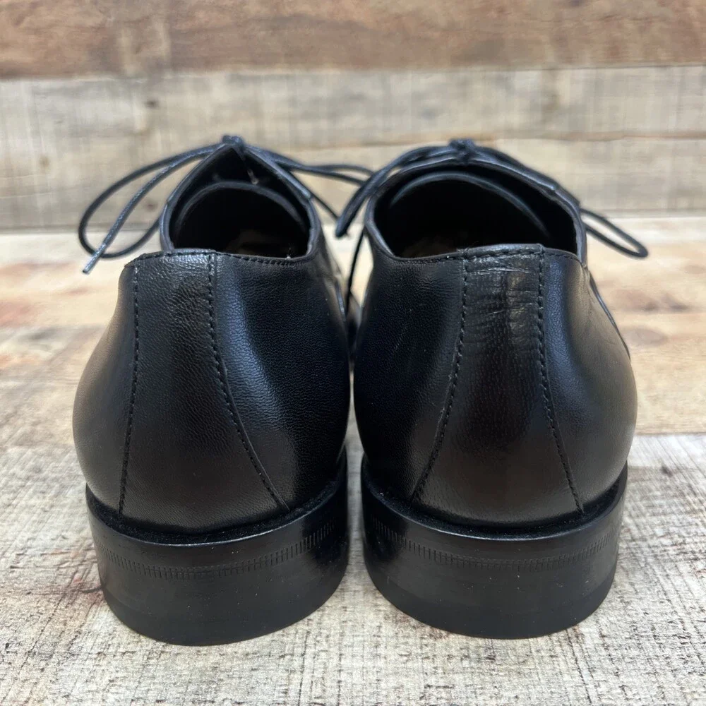 Bruno Magli Mens Black Leather Cap Toe Dress Shoes Size 6.5 UK 8.5 US
